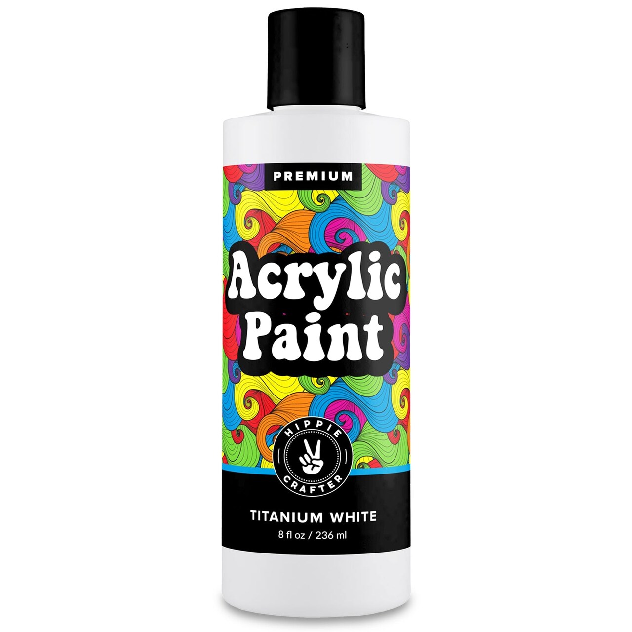 White or Black Acrylic Paint Premium Colors Paint Acrylic | Art Paints for Canvas and Outdoor Painting 8oz 236ml Bottle Titanium White or Black